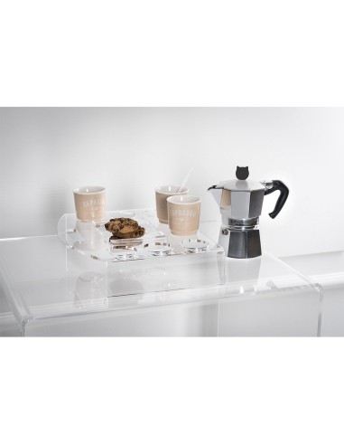 iPLEX Design - ""BON TON"" Vassoio 8 caffe' - Trasparente - 30x6,5x24 cm