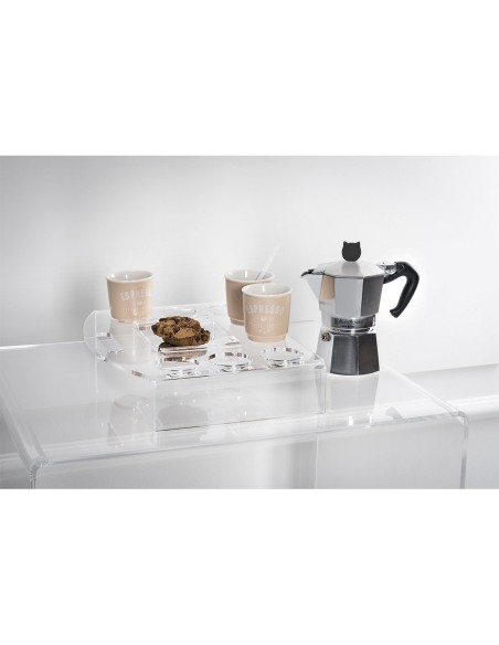 iPLEX Design - ""BON TON"" Vassoio 8 caffe' - Trasparente - 30x6,5x24 cm