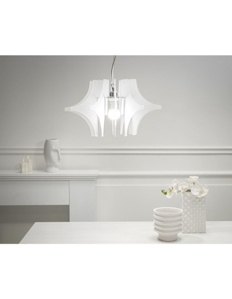 iPLEX Design - Prismian Sospensione Bianco Satinato in plexiglass - 50x28x50 cm