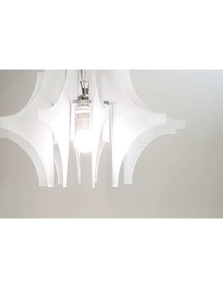 iPLEX Design - Prismian Sospensione Bianco Satinato in plexiglass - 50x28x50 cm