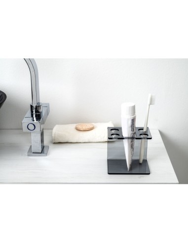 iPLEX Design - Clio Portaspazzolino Fume' in plexiglass - 10x9,5x8 cm