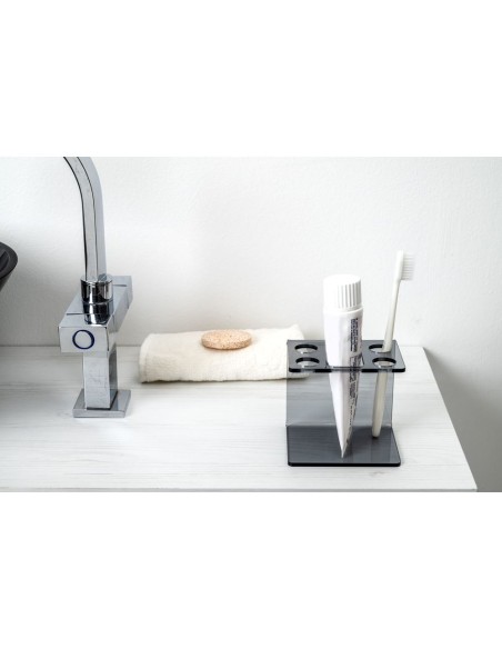 iPLEX Design - Clio Portaspazzolino Fume' in plexiglass - 10x9,5x8 cm