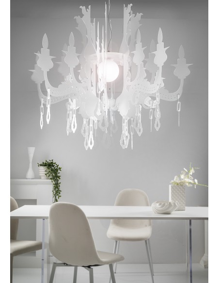 iPLEX Design - Versailles Sospensione Big Bianco Satinato in plexiglass 150cm x 150cm x H130 - 134x115x134 cm