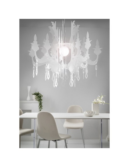 iPLEX Design - Versailles Sospensione Big Bianco Satinato in plexiglass 150cm x 150cm x H130 - 134x115x134 cm
