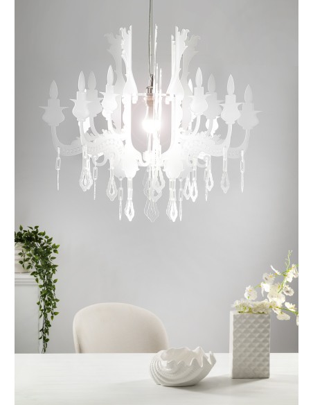 iPLEX Design - Versailles Sospensione Bianco Satinato in plexiglass - 75x63x75 cm