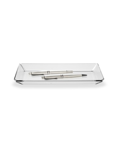 Iplex - Conio vassoio vuotatasche rettangolare in plexiglass Trasparente. , made in Italy - 29x3x16 cm