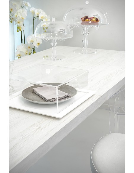 Iplex - Bon Ton Tortiera quadrata in plexiglass Trasparente. , made in Italy - Trasparente/bianco - 36x13,5x36 cm