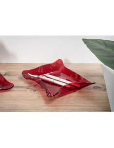 Iplex - Drappeggi d'autore Vassoio quadrato vuotatasche rosso Trasparente in plexiglass drappeggiato a mano,. - 23x3x23 cm 2