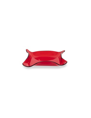 Iplex - Drappeggi d'autore Vassoio quadrato vuotatasche rosso Trasparente in plexiglass drappeggiato a mano,. - 23x3x23 cm