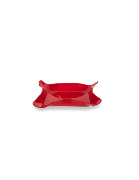 Iplex - Drappeggi d'autore Vassoio quadrato vuotatasche rosso in plexiglass drappeggiato a mano,. - 23x3x23 cm