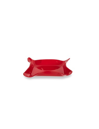 Iplex - Drappeggi d'autore Vassoio quadrato vuotatasche rosso in plexiglass drappeggiato a mano,. - 23x3x23 cm