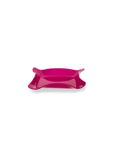 Iplex - Drappeggi d'autore Vassoio quadrato vuotatasche fuxia in plexiglass drappeggiato a mano,. - 23x3x23 cm