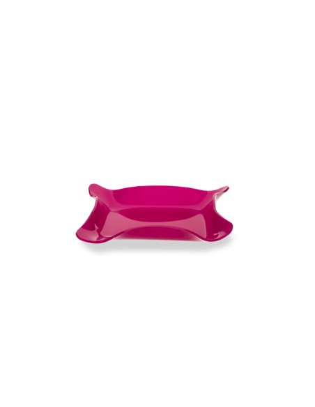 Iplex - Drappeggi d'autore Vassoio quadrato vuotatasche fuxia in plexiglass drappeggiato a mano,. - 23x3x23 cm