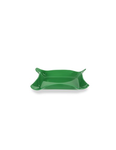 Iplex - Drappeggi d'autore Vassoio quadrato vuotatasche verde scuro in plexiglass drappeggiato a mano,. - 23x3x23 cm