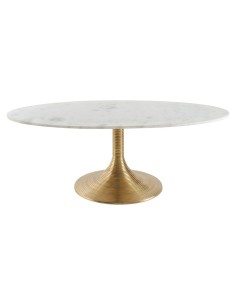 Blanc D' Ivoire - Tavolino basso classico Charlotte fatto a mano in marmo bianco con supporto in alluminio L 125xL 70xH 45 cm 2