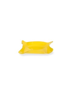 Iplex - Drappeggi d'autore Vassoio quadrato vuotatasche giallo in plexiglass drappeggiato a mano,. - 23x3x23 cm