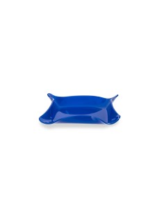 Iplex - Drappeggi d'autore Vassoio quadrato vuotatasche blu in plexiglass drappeggiato a mano,. - 23x3x23 cm