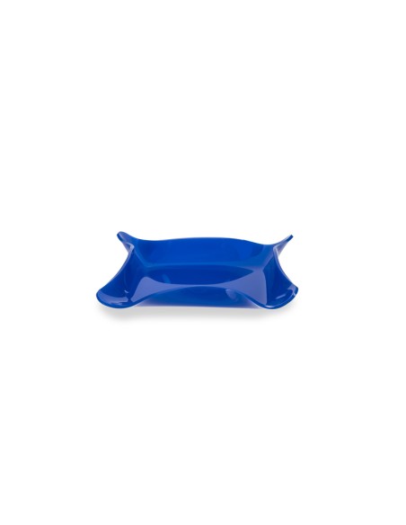 Iplex - Drappeggi d'autore Vassoio quadrato vuotatasche blu in plexiglass drappeggiato a mano,. - 23x3x23 cm