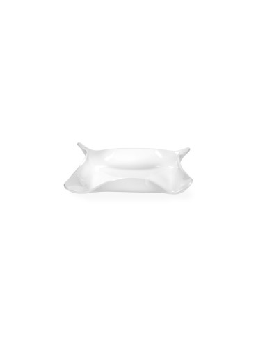 Iplex - Drappeggi d'autore Vassoio quadrato vuotatasche bianco in plexiglass drappeggiato a mano,. - 23x3x23 cm