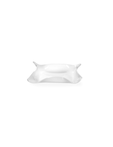 Iplex - Drappeggi d'autore Vassoio quadrato vuotatasche bianco in plexiglass drappeggiato a mano,. - 23x3x23 cm