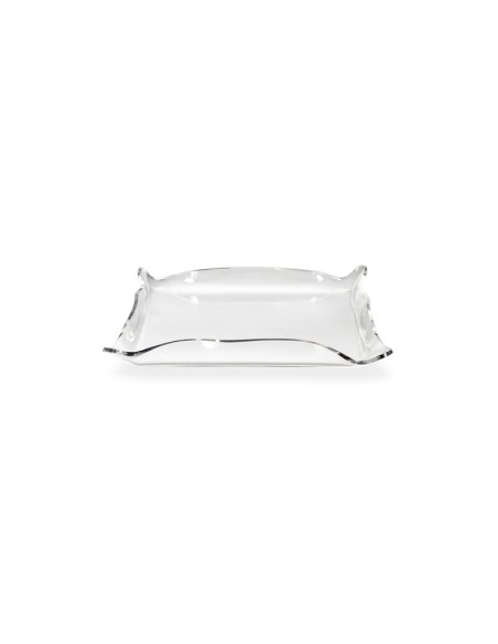 Iplex - Drappeggi d'autore Vassoio rettangolare vuotatasche Trasparente in plexiglass drappeggiato a mano,. - 20x3,5x15 cm