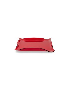 Iplex - Drappeggi d'autore Vassoio rettangolare vuotatasche rosso Trasparente in plexiglass drappeggiato a mano,. - 20x3,5x15 cm