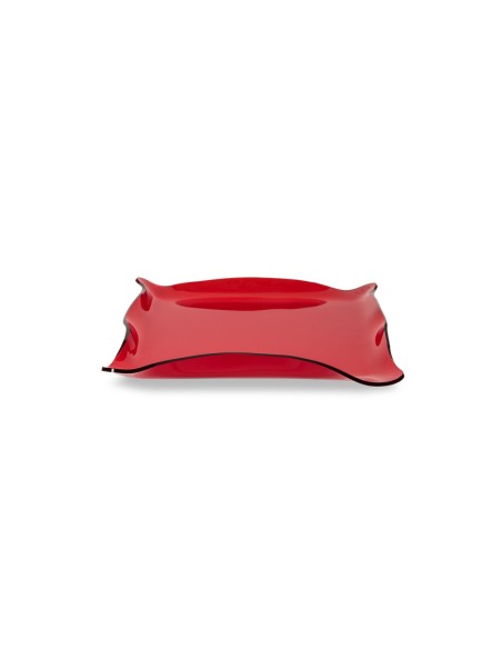 Iplex - Drappeggi d'autore Vassoio rettangolare vuotatasche rosso Trasparente in plexiglass drappeggiato a mano,. - 20x3,5x15 cm