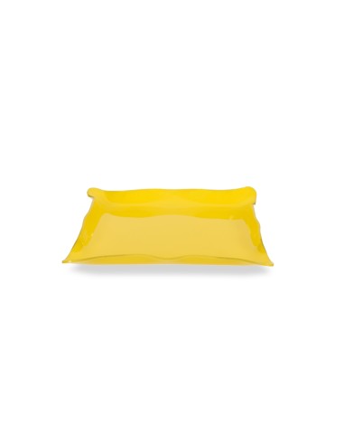 Iplex - Drappeggi d'autore Vassoio rettangolare vuotatasche giallo in plexiglass drappeggiato a mano,. - 20x3,5x15 cm