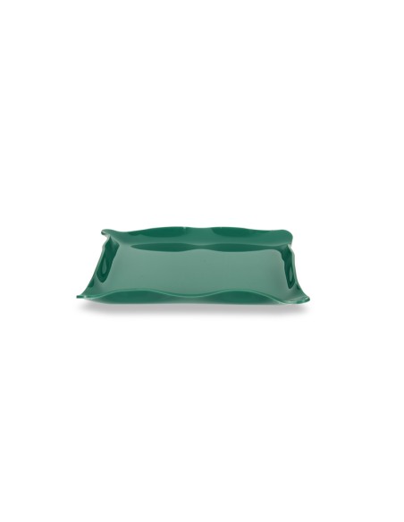 Iplex - Drappeggi d'autore Vassoio rettangolare vuotatasche verde scuro in plexiglass drappeggiato a mano,. - 20x3,5x15 cm
