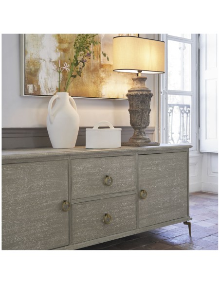Blanc D' Ivoire - Paralume classico beige con bordi neri fatto a mano 100% cotone  L 48xL 18xH 23 cm
