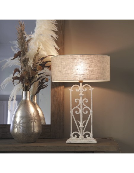 Blanc D' Ivoire - Paralume classico beige con bordi neri fatto a mano 100% cotone  L 48xL 18xH 23 cm