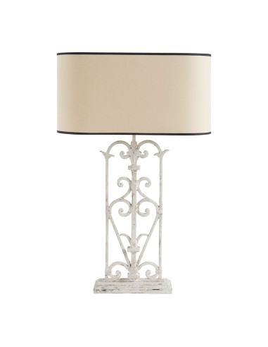 Blanc D' Ivoire - Paralume classico beige con bordi neri fatto a mano 100% cotone  L 48xL 18xH 23 cm