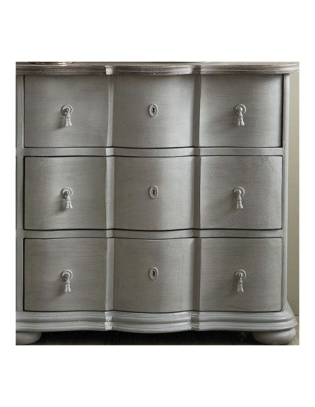 Blanc D' Ivoire - Mobile a cassetti Carlotta grigio tortora con piano cerato effetto pietra cm159 x 43 x 82 h
