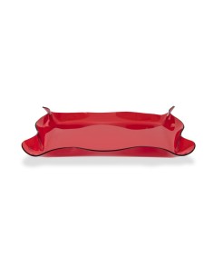 Iplex - Drappeggi d'autore Vassoio rettangolare rosso Trasparente in plexiglass drappeggiato a mano,. - 41x5x31 cm