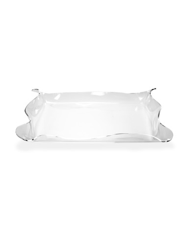 Iplex - Drappeggi d'autore Vassoio rettangolare Trasparente in plexiglass drappeggiato a mano,. - 41x5x31 cm