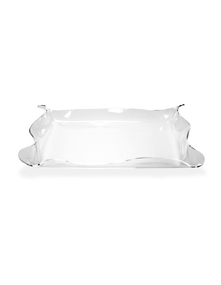 Iplex - Drappeggi d'autore Vassoio rettangolare Trasparente in plexiglass drappeggiato a mano,. - 41x5x31 cm
