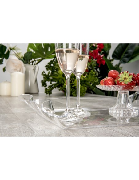 Iplex - Drappeggi d'autore Vassoio rettangolare Trasparente in plexiglass drappeggiato a mano,. - 41x5x31 cm