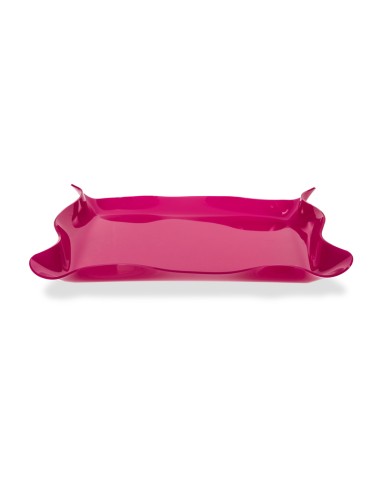 Iplex - Drappeggi d'autore Vassoio rettangolare fuxia in plexiglass drappeggiato a mano,. - 41x5x31 cm