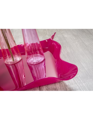 Iplex - Drappeggi d'autore Vassoio rettangolare fuxia in plexiglass drappeggiato a mano,. - 41x5x31 cm