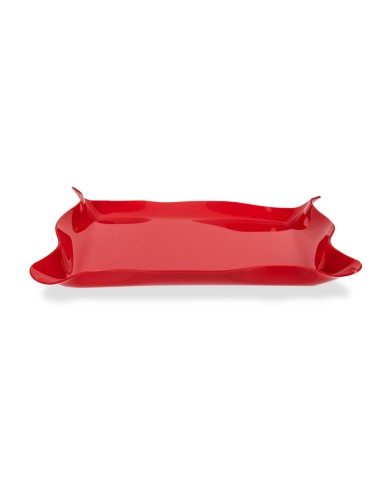 Iplex - Drappeggi d'autore Vassoio rettangolare rosso in plexiglass drappeggiato a mano,. - 41x5x31 cm