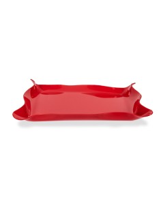 Iplex - Drappeggi d'autore Vassoio rettangolare rosso in plexiglass drappeggiato a mano,. - 41x5x31 cm