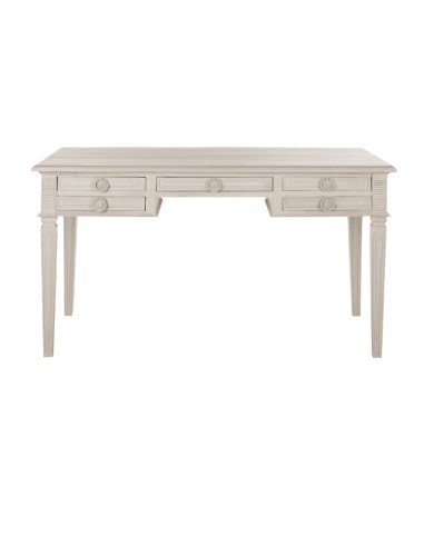 Scrivania Louis in legno naturale decapato bianco