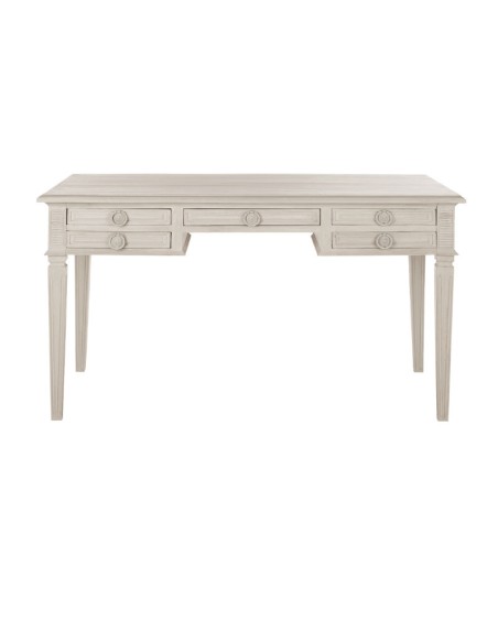 Scrivania Louis in legno naturale decapato bianco