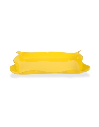 Iplex - Drappeggi d'autore Vassoio rettangolare giallo in plexiglass drappeggiato a mano,. - 41x5x31 cm