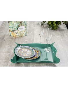 Iplex - Drappeggi d'autore Vassoio rettangolare verde scuro in plexiglass drappeggiato a mano,. - 41x5x31 cm 2