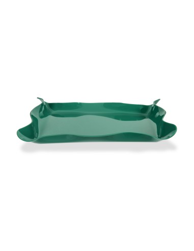 Iplex - Drappeggi d'autore Vassoio rettangolare verde scuro in plexiglass drappeggiato a mano,. - 41x5x31 cm