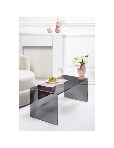 iPLEX Design - Milvio Tavolino Fume' in plexiglass - grigio fumè - 81x36x40 cm