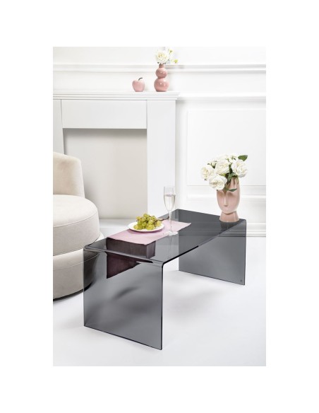 iPLEX Design - Milvio Tavolino Fume' in plexiglass - grigio fumè - 81x36x40 cm