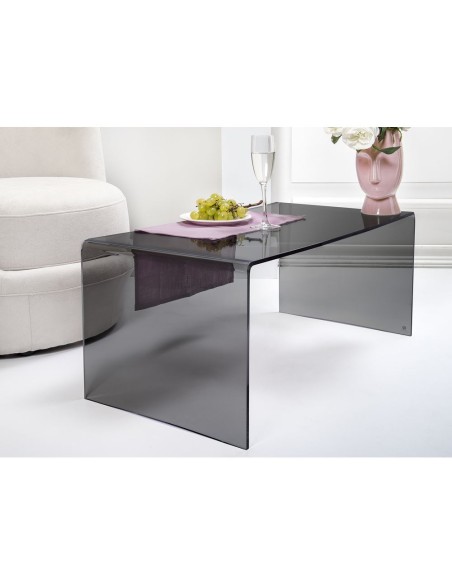 iPLEX Design - Milvio Tavolino Fume' in plexiglass - grigio fumè - 81x36x40 cm