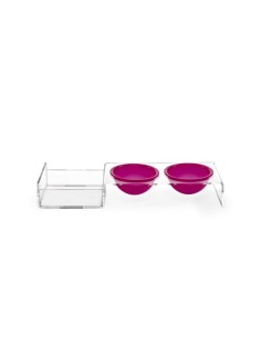 iPLEX Design - I-Pet Porta Ciotole Piccolo Fuxia in plexiglass - Trasparente/ fuxia - 41x6,5x14 cm